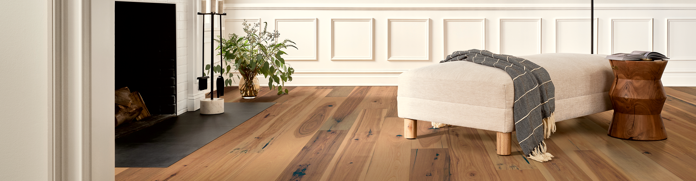 rustic look hardwood flooring in living room